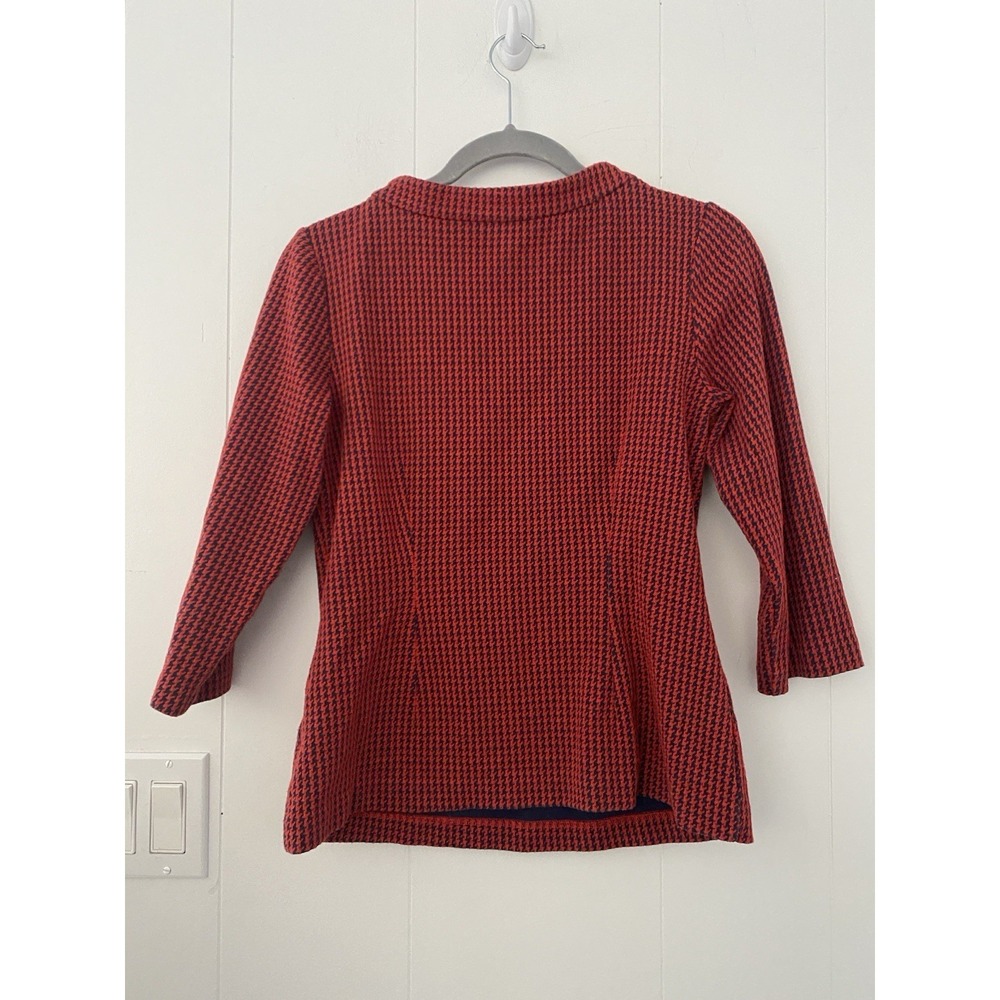 Boden Red & Navy Houndstooth Boatneck Top Size US 6 / UK 10 - Picture 2 of 5
